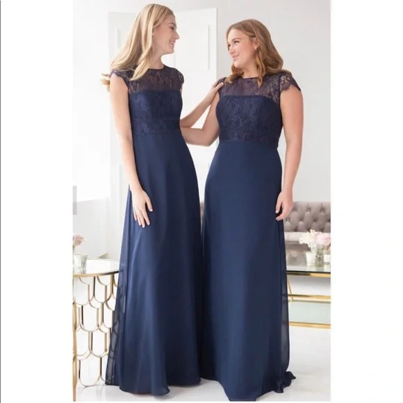 hayley paige blue dress Ice Blue Chiffon - Hayley Paige main image 0